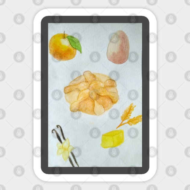 Pan de Muerto ingredients Sticker by San Mould Art